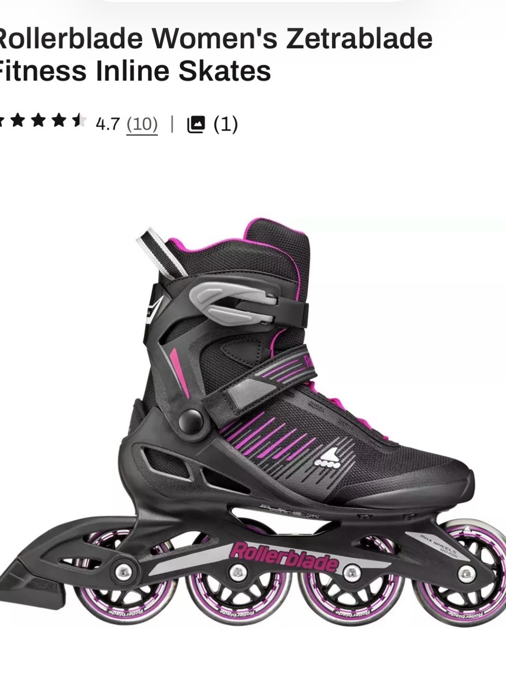 Rollerblade Women's Zetrablade Fitness Inline Skates - Black & Pink: size 8 - Picture 4 of 5